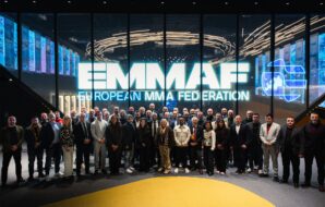 Spoločná fotografia delegátov ustanovujúceho valného zhromaždenia European MMA Federation v Belehrade, 14. 2. 2026