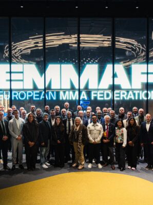 Spoločná fotografia delegátov ustanovujúceho valného zhromaždenia European MMA Federation v Belehrade, 14. 2. 2026