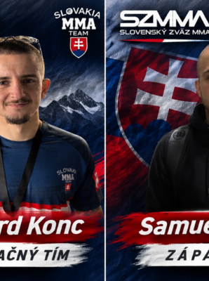 Slovenská reprezentácia MMA na MS IMMAF v Tbilisi – Marek Herda, Richard Konc, Samuel Krutý, Eliška Kapralová